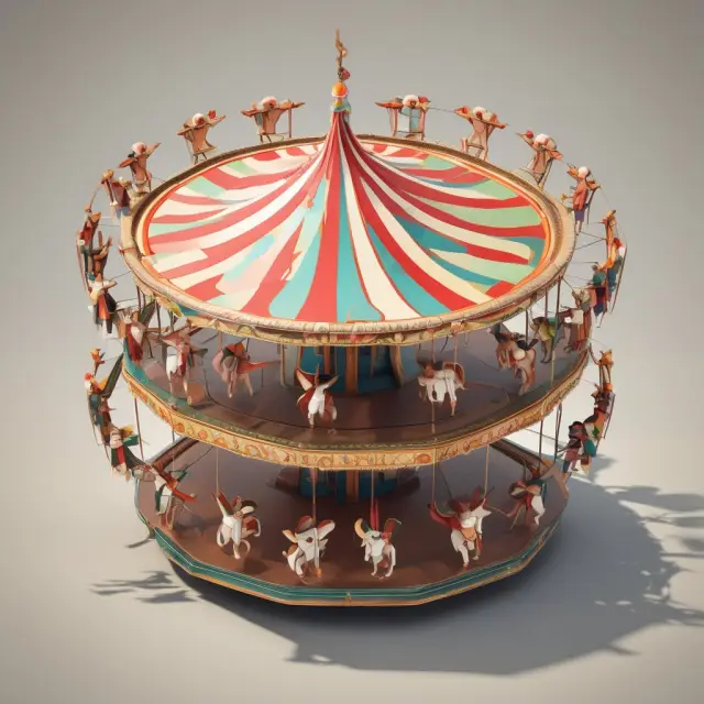 Systematic sampling: Merry-go-round with labeled seats representing population members; random start and fixed interval ensure representative results.