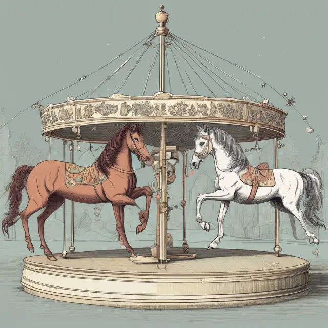 Three types of systematic sampling represented by horses on a merry-go-round: random systematic sampling, linear systematic sampling, and circular systematic sampling.