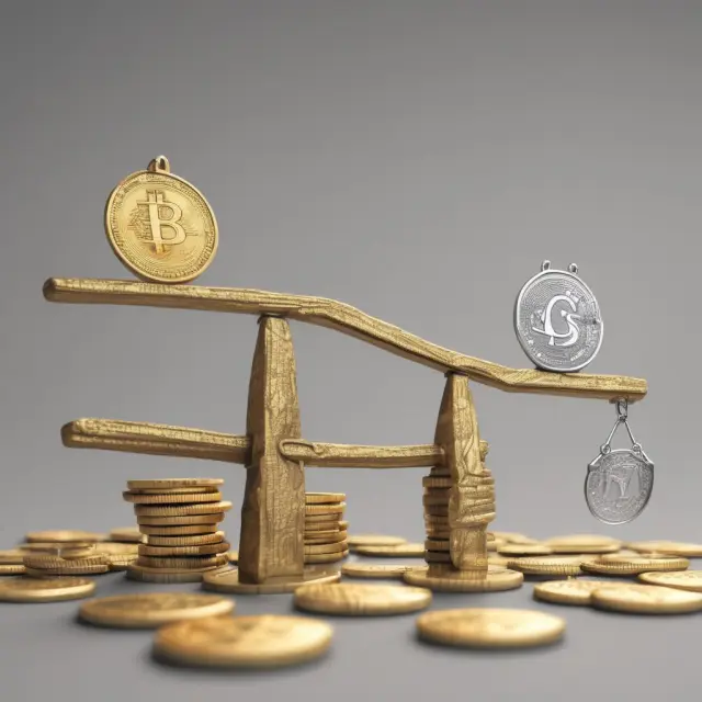 Golden and silver coins on a seesaw representing the pros and cons of using systematic investment plans