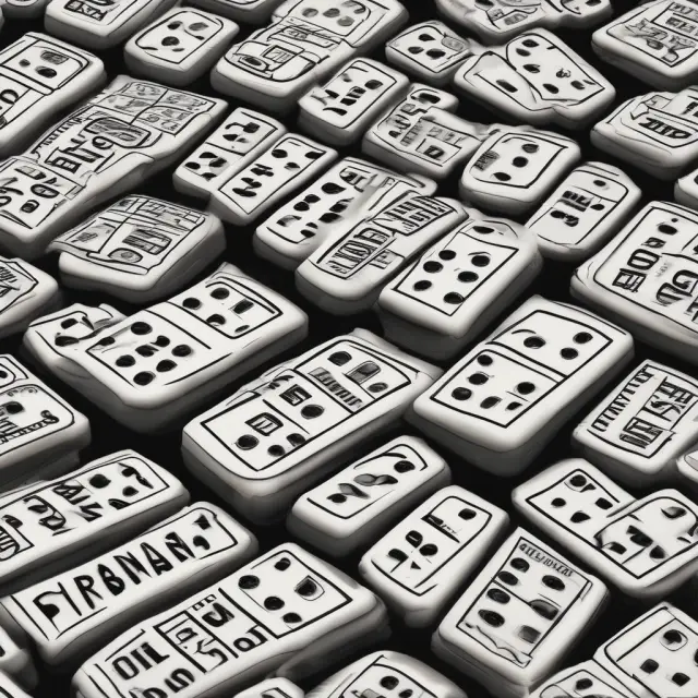An array of interconnected dominoes representing Lehman Brothers, AIG, and the economic ripple effect