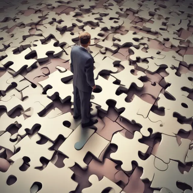 Two T-accounts with interlocking pieces, symbolizing the connection between revenues and expenses during financial analysis