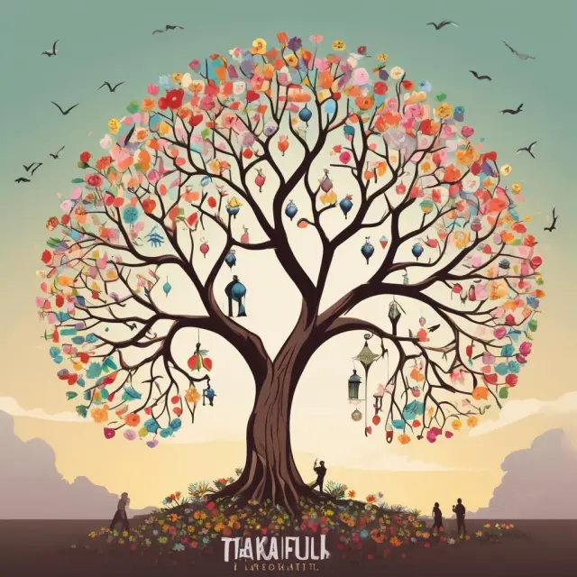 A flourishing tree symbolizing the expanding Takaful market, with major players serving as branches reaching towards the sky