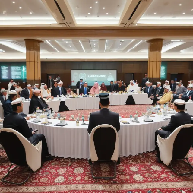Institutional investors collaborate at a takaful roundtable, fostering risk management in a sharia-compliant environment.
