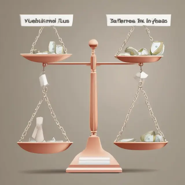 Balance scale comparing gross income and take-home pay, with deductions falling from the larger gross pay to the smaller net income