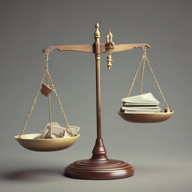 Scale weighing take-home pay against expenses to achieve financial balance