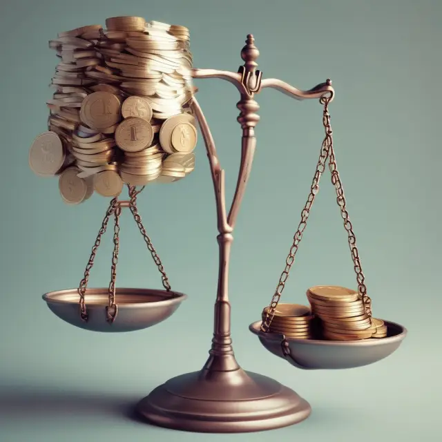 An image of a scale weighing an hourly wage (coins) against take-home pay (remaining coins), representing the difference between gross and net income.