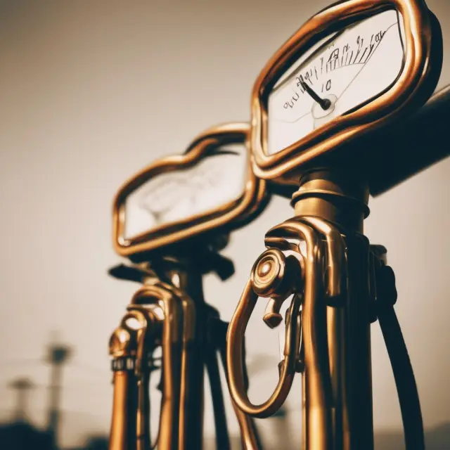 A golden hourglass with gas pump handles representing energy contracts and transactions.