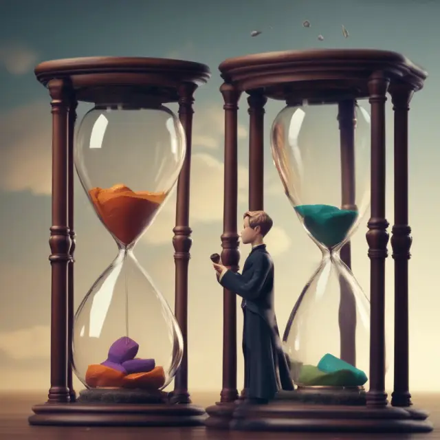 Hourglasses illustrating varying durations of takeovers, from friendly to hostile bids