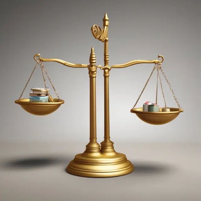 Golden scale with intangible properties on one side and tangible personal properties on the other, symbolizing assessment for tax purposes