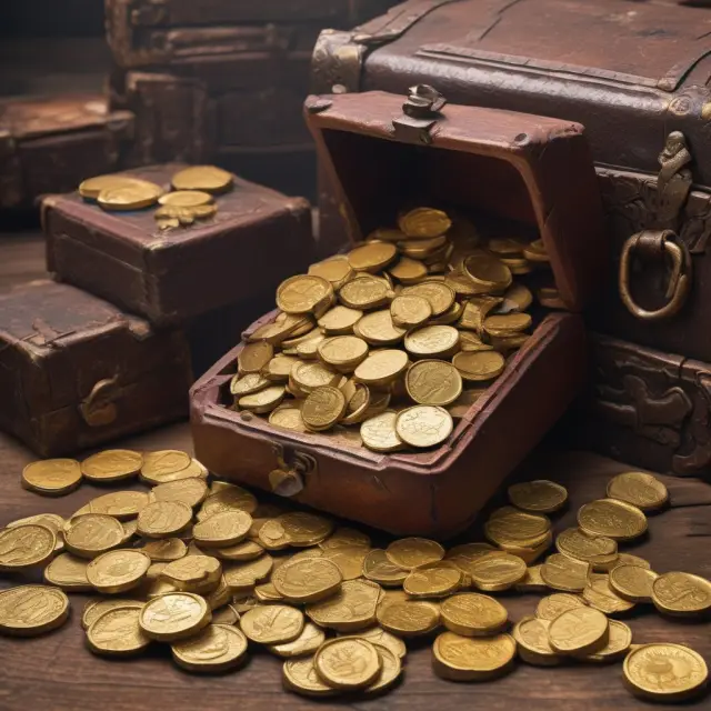 Three professionals valuing a chest of gold coins using appraisal, liquidation price, and replacement cost methods.