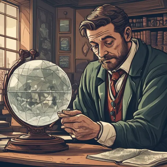 A trader examines a crystal ball containing historical support and resistance levels while referencing an advanced order book for insightful analysis
