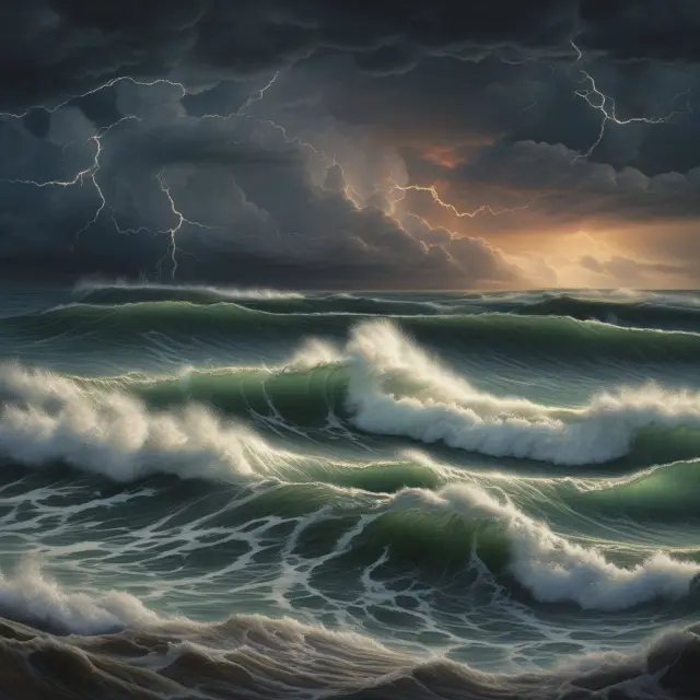 An image of a tempestuous sky with thunderclouds gathering above a vast sea of treasury bonds, symbolizing investor fears and market instability during the Taper Tantrum event
