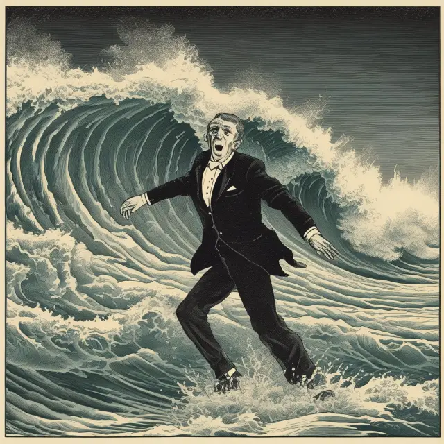 An ocean with turbulent waves symbolizing the bond market panic during the Taper Tantrum