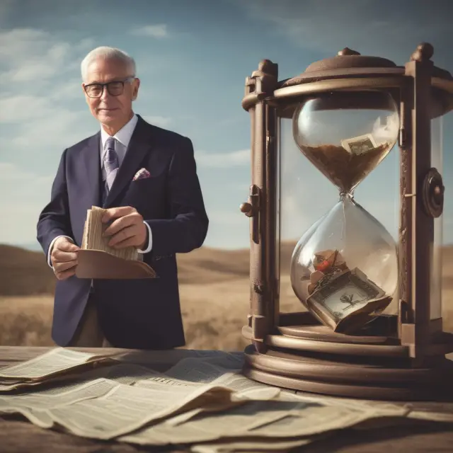 An investor navigating through different asset classes along a target-date fund (TDF) timeline, considering their investment goals and risk tolerance