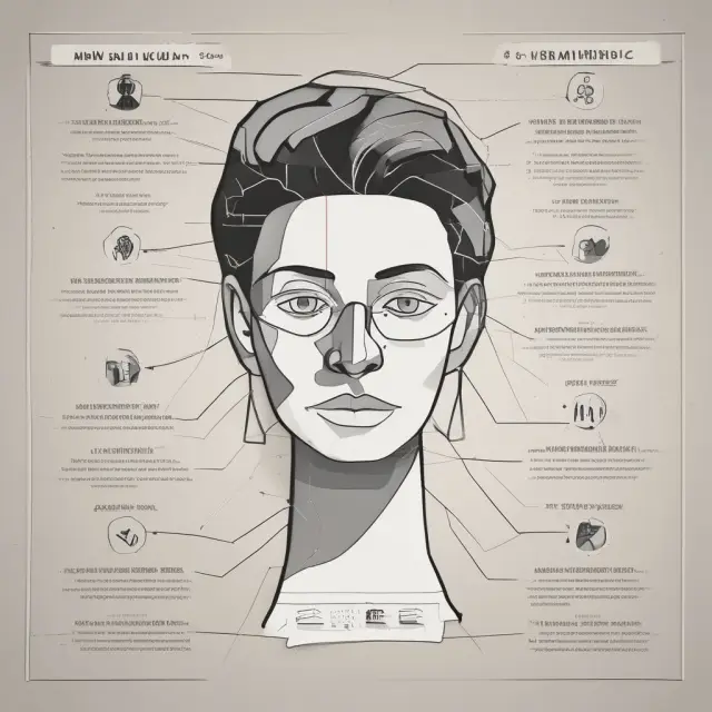A collage of demographic data, psychographic insights, and pain point illustrations forming a complete customer persona