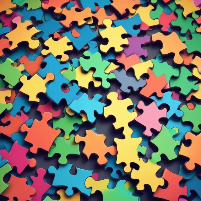 A colorful jigsaw puzzle with marketing strategy pieces fitting together, symbolizing effective tactics for connecting with target markets and building brand loyalty.