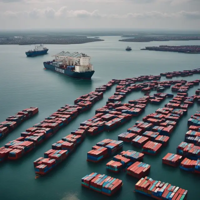 An illustration of global economic waters with some areas protected by harbor walls (tariffs) while others remain open to international trade