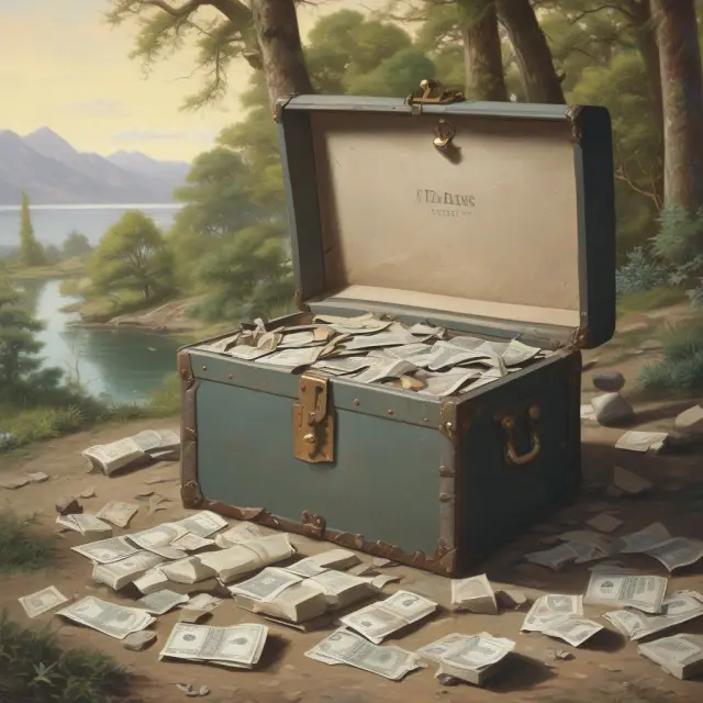 A time capsule bursting open with FX-TARN notes floating out, representing the unpredictable nature and potential returns of valuing these foreign exchange instruments.