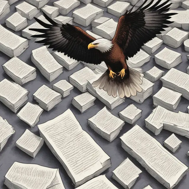 An eagle glides above a complex maze of financial records, symbolizing effective individual tax accounting.