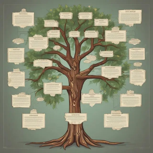 A professional tree laden with interchangeable accounting and tax law branches, symbolizing a career path in tax accounting