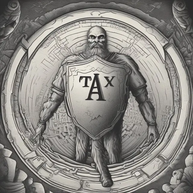 Professional tax accountant holding a shield, symbolizing financial protection against complex tax laws