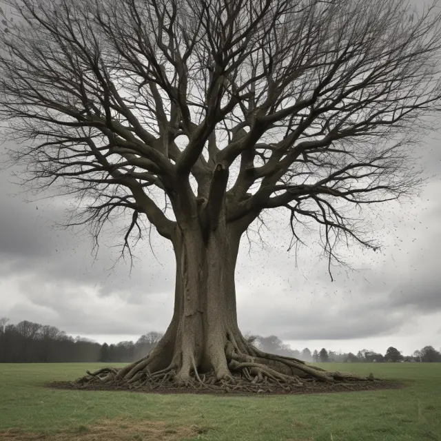 Image of personal exemptions as falling seeds and tax exclusions as protective shields amidst a tax code tree