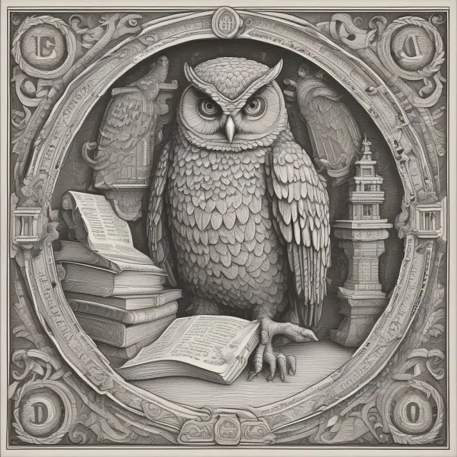 An individual navigates the complexities of tax benefits with the guidance of a wise owl, holding a scroll of financial records.