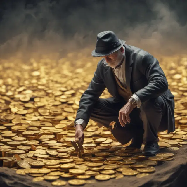 Taxpayer sorting through a pile of gold coins, representing various tax deductions.