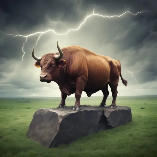 A tax relief bull stands guard over an investment portfolio during a storm, using tax exclusions as protective shields.
