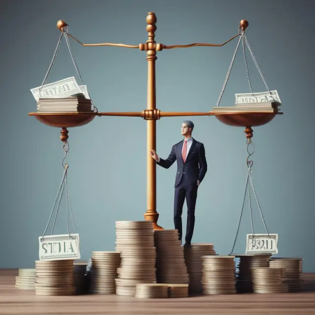 An investor balances scales with piles of tax forms, including Form 1040, FBAR, Schedule D, and FATCA, emphasizing the importance of staying compliant.
