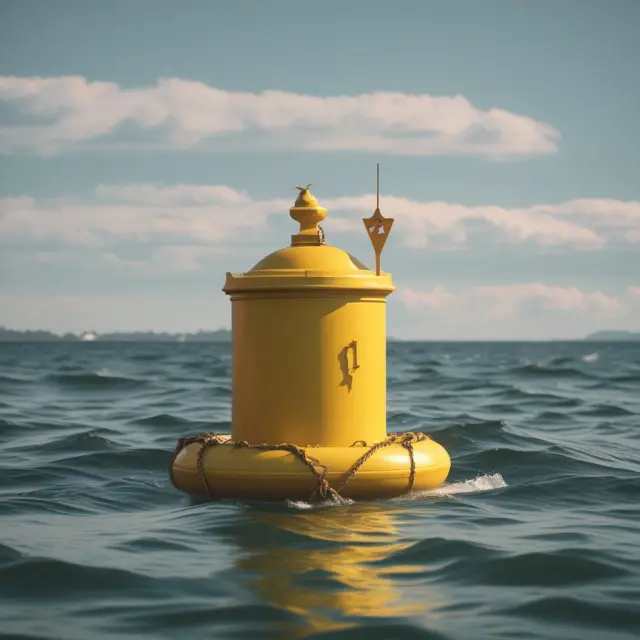 Golden buoy symbolizing student loan interest deduction guides borrowers in the rough sea of debt, enabling them to save on taxes