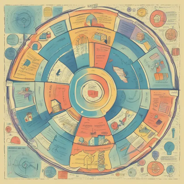 An intricately designed wheel showcasing mortgage, student loan, investment, and business interest deductions evolving over time