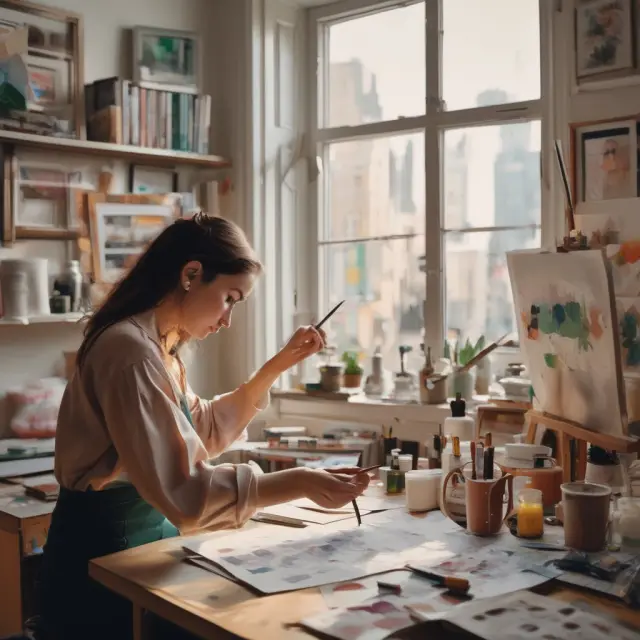 An artist painting tax deductions for self-employed individuals: Health Insurance Premiums, Home Office Expenses, and Retirement Plan Contributions.