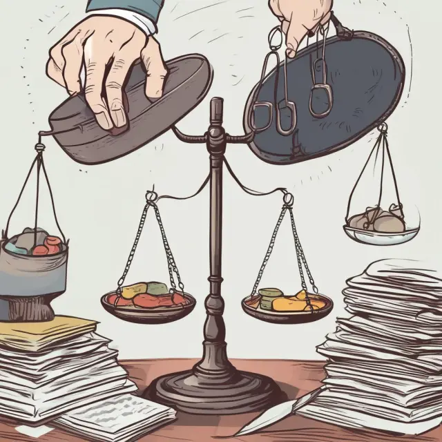 Tax professional managing investments on a balance scale, with investment vehicles on one side and tax loss harvesting techniques on the other for optimized tax savings.