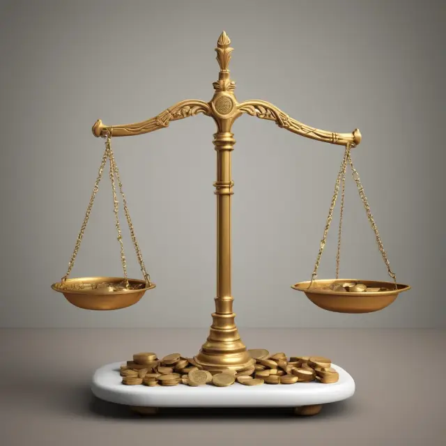 Image of a balance scale holding revenue (gold) against tax bills