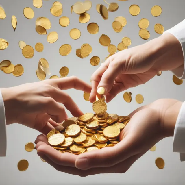 A hand filled with gold coins depositing them into an overflowing tax-free savings account