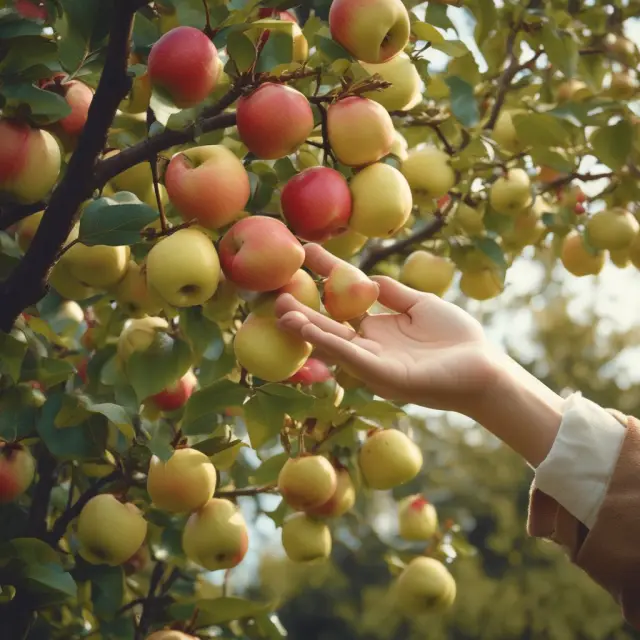 A golden hand plucking ripe, tax-exempt apples from a tree, representing tax free savings for individuals