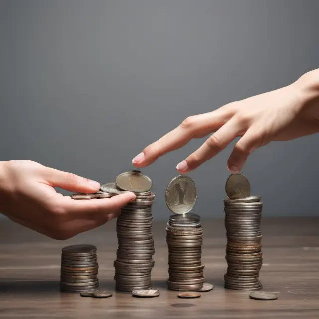 A person carefully sorts and releases coins into a jar, symbolizing appropriate Form W-4 filling for accurate tax withholdings and preventing overpayments.