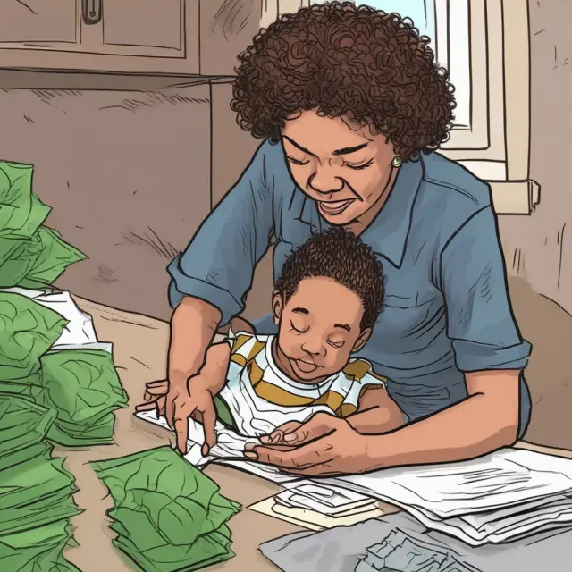 A hand emerging from a pot of gold (IRS) offers assistance to a worried taxpayer, symbolizing the Fresh Start program