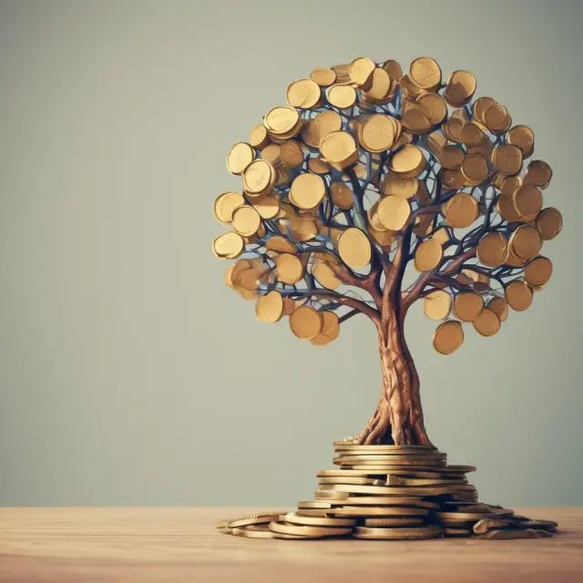 Golden coins symbolizing tax savings growing on a tree, illustrating the benefits of tax avoidance