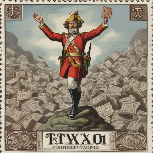 Protester with sign on taxation, colonial era, representation, tyranny