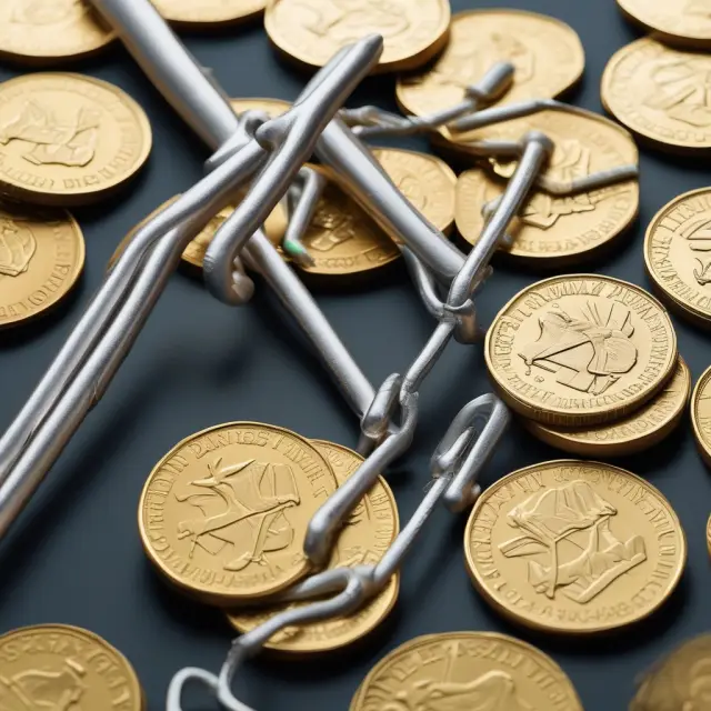 Two stacks of golden coins for Social Security and a pair of crutches symbolizing Medicare as foundations of FICA taxes