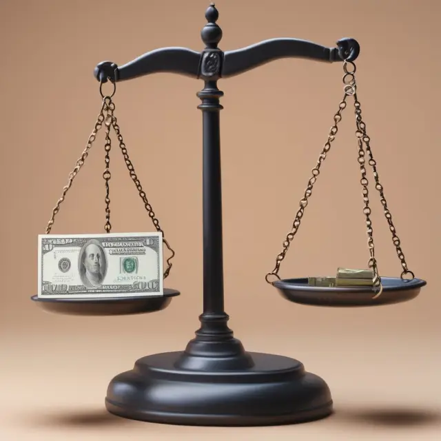 Two scales balance an employee