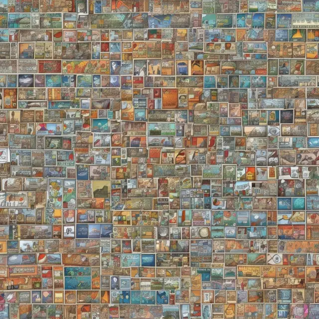 A colorful mosaic depicting various tax types funding public goods and services