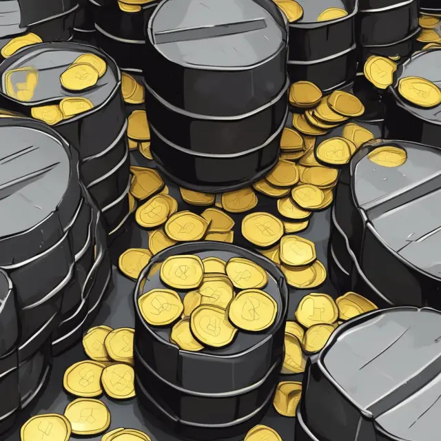 Image of gold coins cascading from oil barrels in a representation of nations without personal income tax