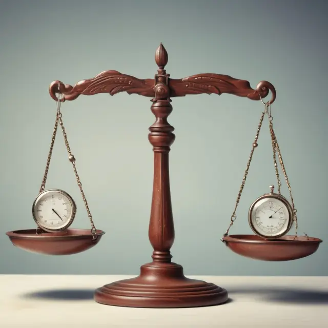 A tax collector weighs the balance of inflation, savings, investment, and economic growth on a scale