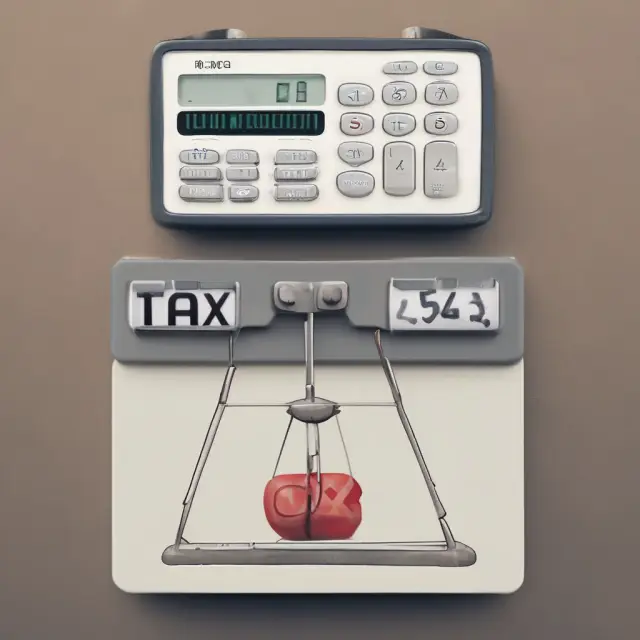 An image of a balanced scale with personal income in one pan and corporate profits in another, both being calculated on a tax calculator