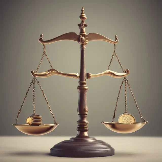 An investor weighs their realized capital gains (tokens) against losses (tokens) on a set of balancing scales to determine their tax liability.