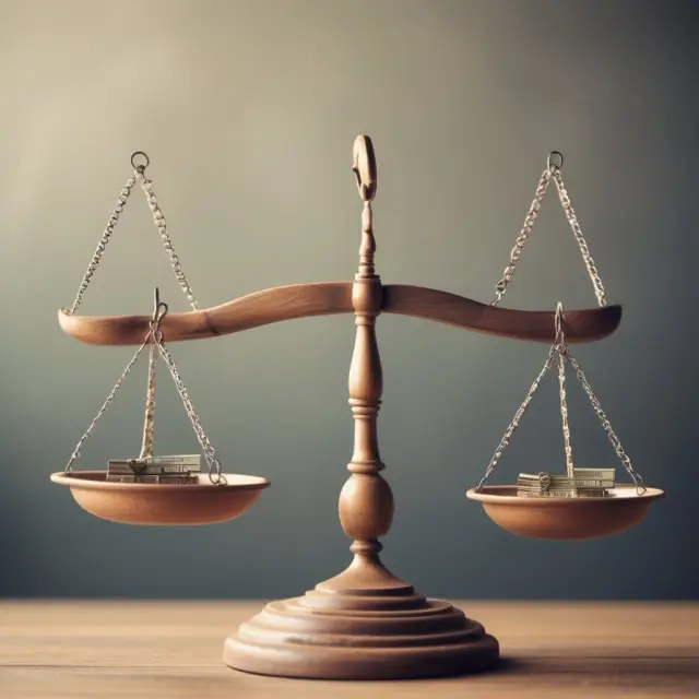 Scale with progressive and regressive tax systems, representing fair taxation