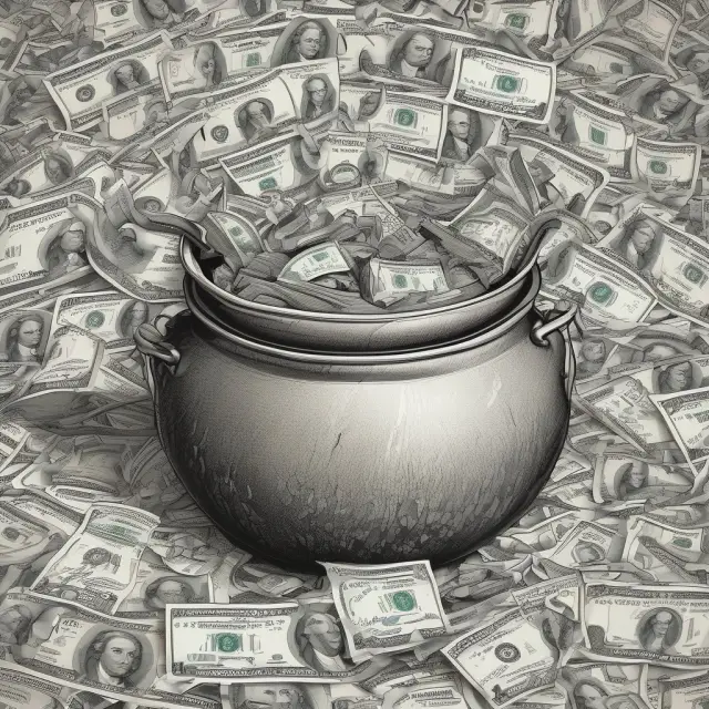 An image of a melting pot filled with various coins and bills, symbolizing the diverse revenue streams of the U.S. tax base